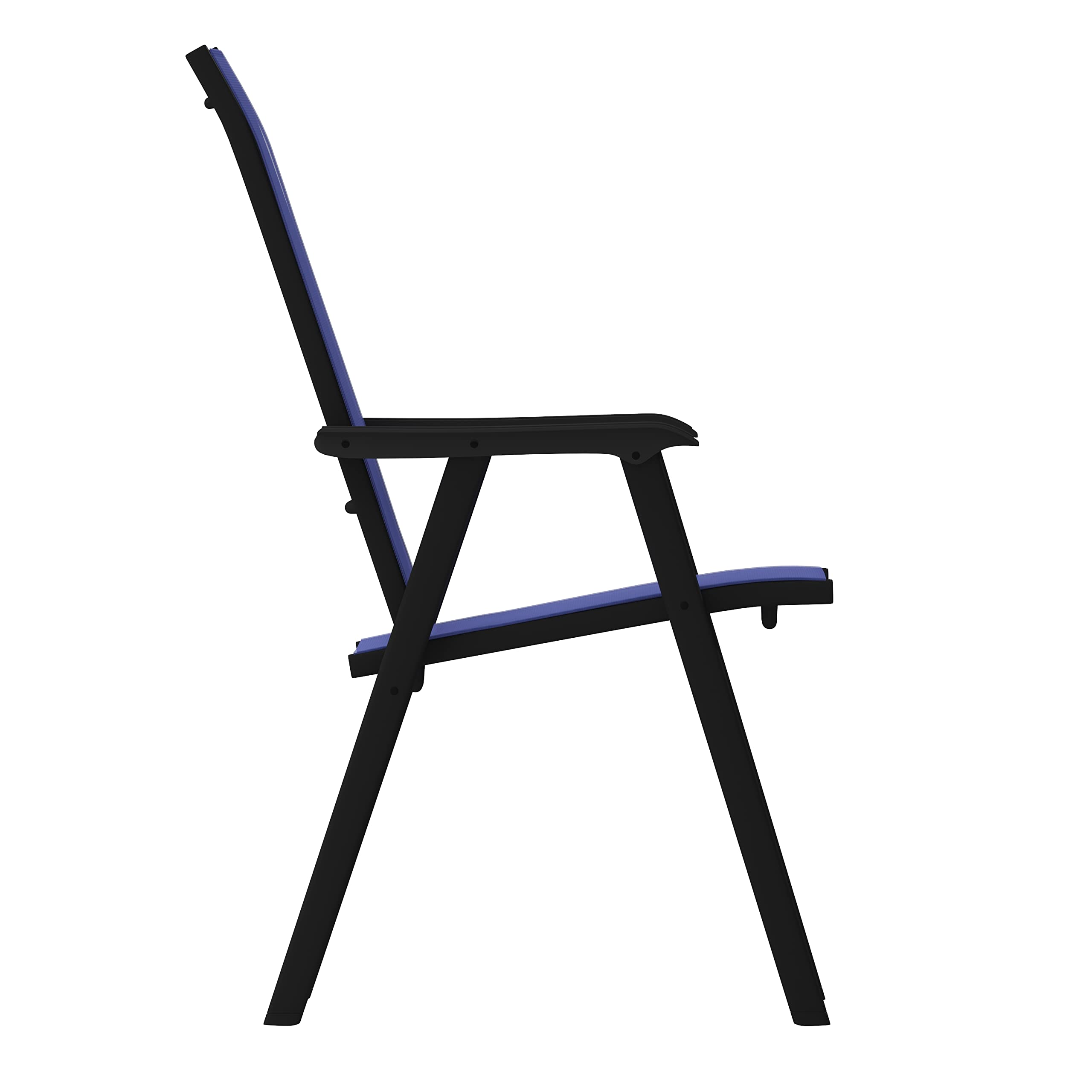 Flash Furniture Paladin Navy Outdoor Folding Patio Sling Chair with Black Frame (2 Pack) - Perfect for Poolside, Backyard, Deck, and Beach Relaxation