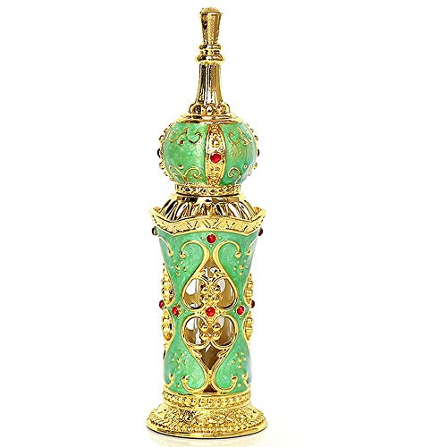 12ML Empty Refillable Vintage Perfume Bottle - Arab Dubai Encounters Floral Essence Dispenser (Cyan) | Perfect for DIY Perfume, Essential Oils & Gift Packaging