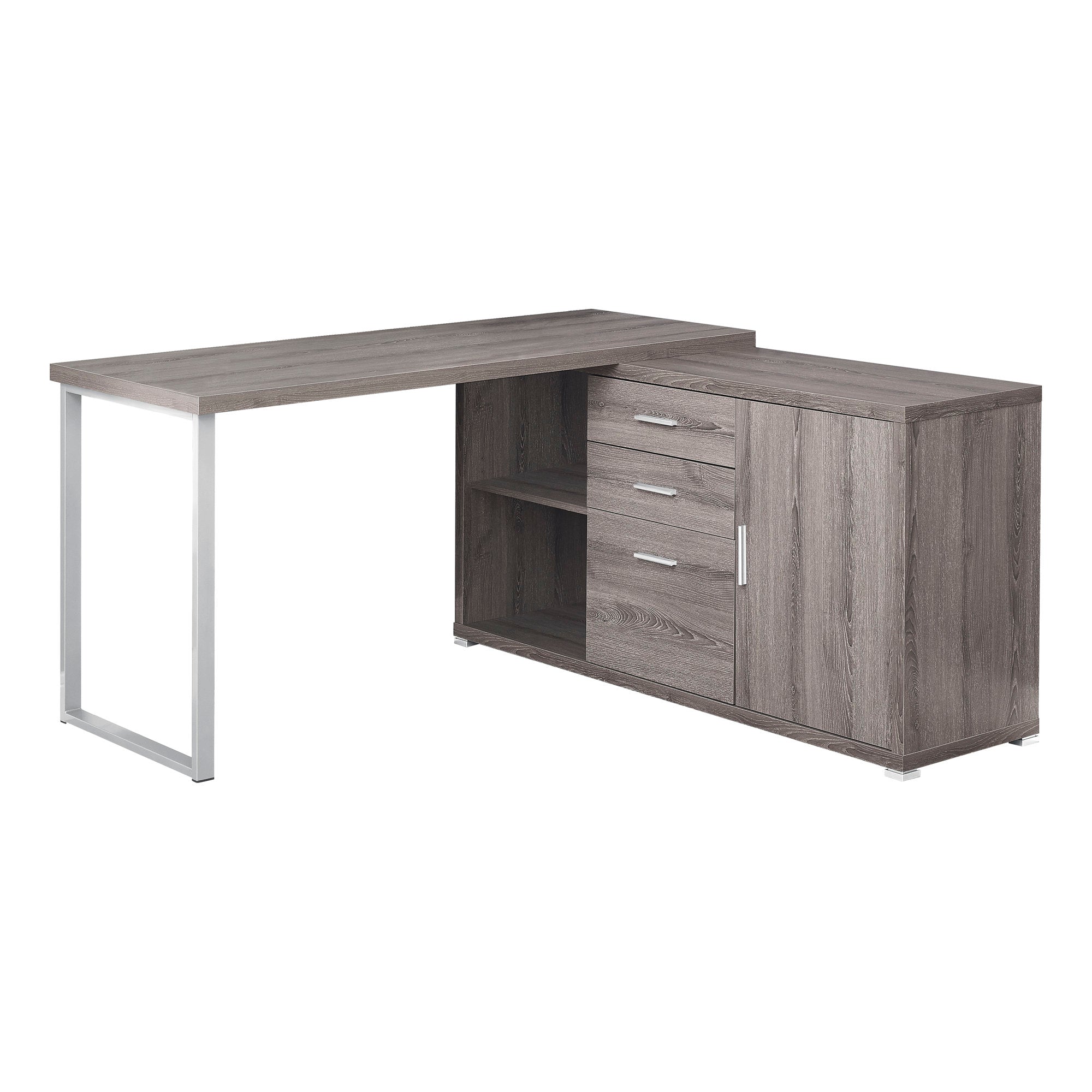 60L Office Series Dark Taupe L-Shaped Desk - Left or Right Facing for Home & Workspace | Ergonomic Computer Desk for Small Spaces