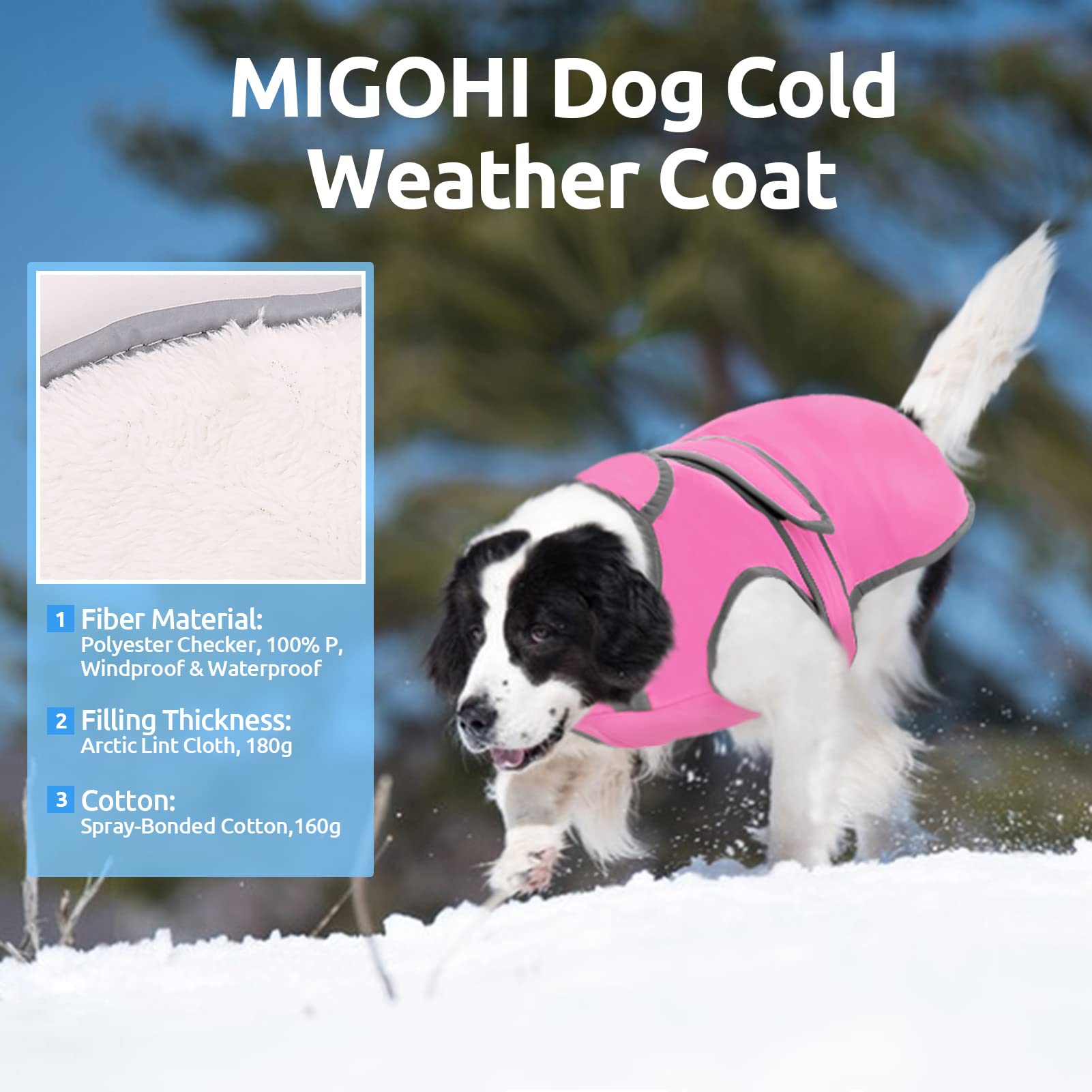 MIGOHI Reflective Dog Coat - Waterproof Windproof Winter Jacket for Small Medium Large Dogs | Reversible Stormguard Fleece-Lined Snowsuit | Cold Weather Warm Vest for Outdoor Walking, Hiking & Snow Play