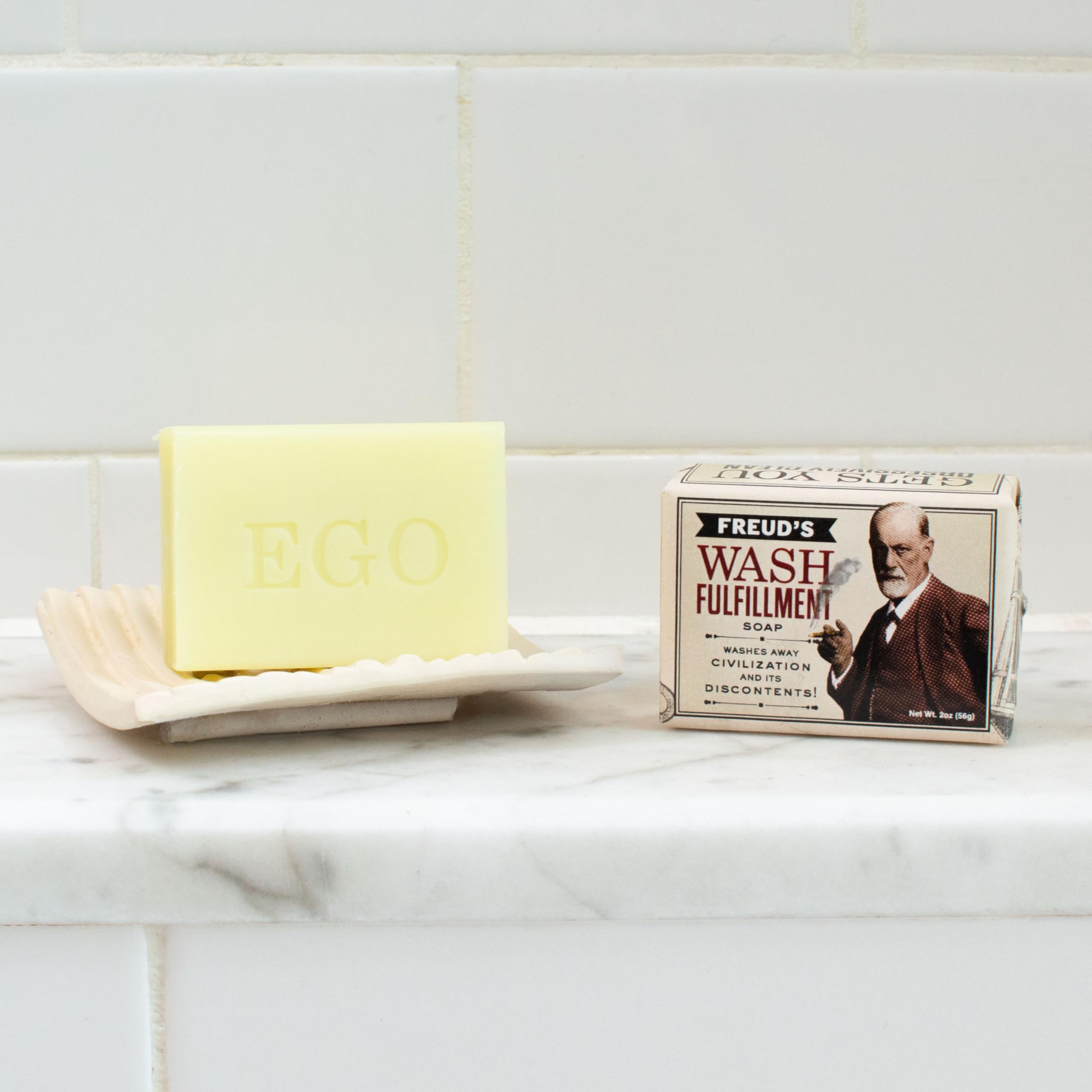 Freud Wash Fulfillment Soap - 2oz Travel Size Guest Bar | Made in USA | Novelty Gift for Psychologists & Philosophy Lovers | Perfect for Home, Office & Travel Use