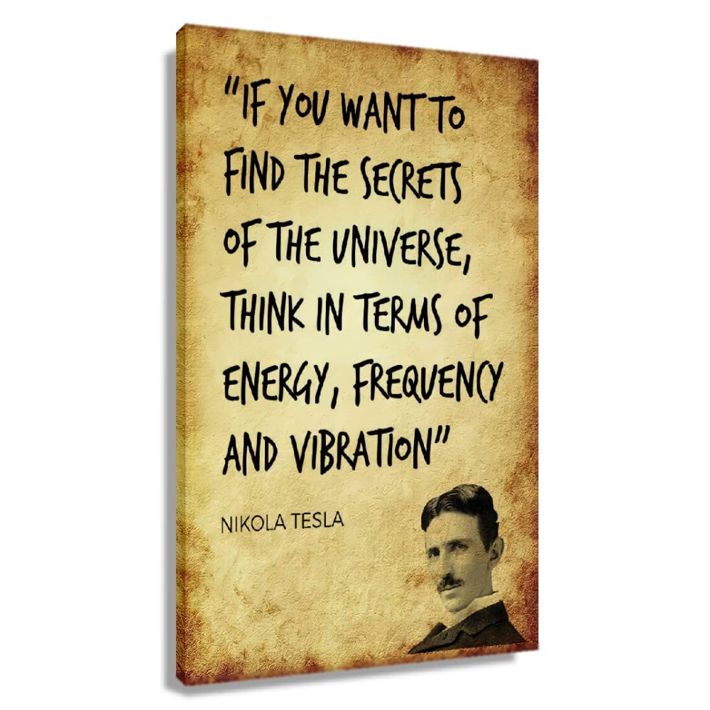 Nikola Tesla Inspirational Quotes Canvas Art Print - Framed Wall Decor for Bedroom, Bathroom, Home Office (24x36 inches, 60x90cm) | Motivational Poster for Study Room, Living Room & Gift Ideas
