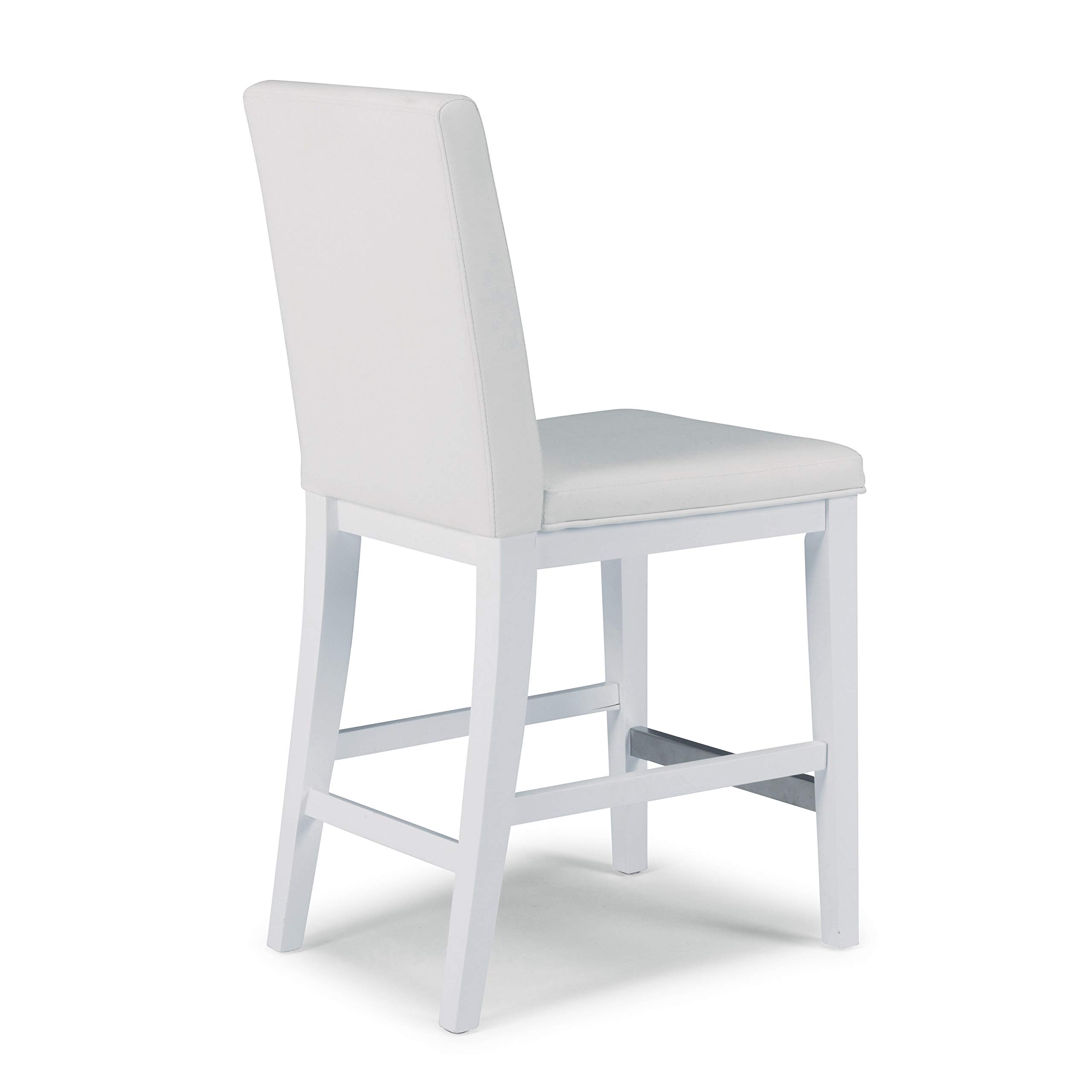 Home Styles Linear White Counter Stool - Modern Kitchen Bar Stool with Back Support for Breakfast Nook, Kitchen Island & Home Bar