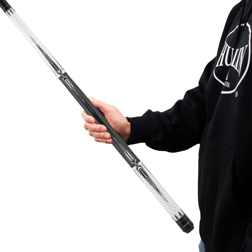 Premium Black & White Billiards Pool Cue Stick with Crown Points - Professional Tournament & Home Game Accessory for Players & Collectors