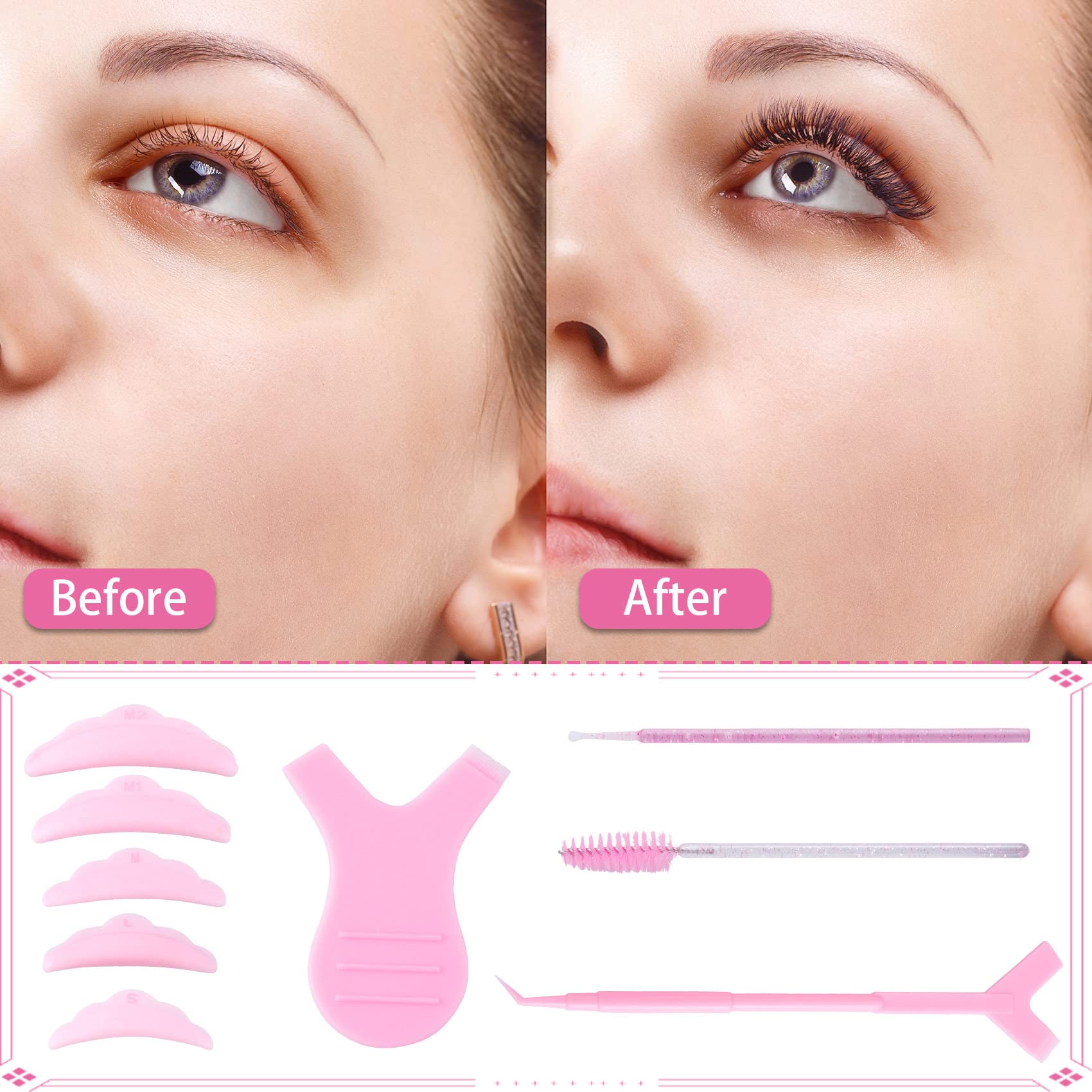90PCS Eyelash Extension Kit - Reusable Silicone Lash Perming Curler, Y-Shape Eyelash Brush & Lifting Shield Rods for Professional Lash Lift & Perm | Perfect for Salon, Spa & Home Use