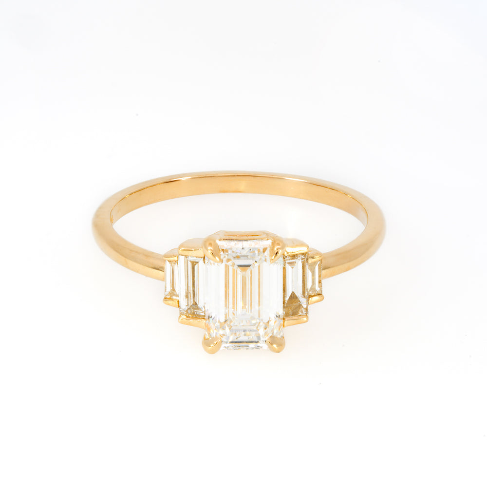 Emerald Cut 5 Stone Lab Diamond Ring for Women - Elegant Wedding, Engagement & Anniversary Jewelry Gift