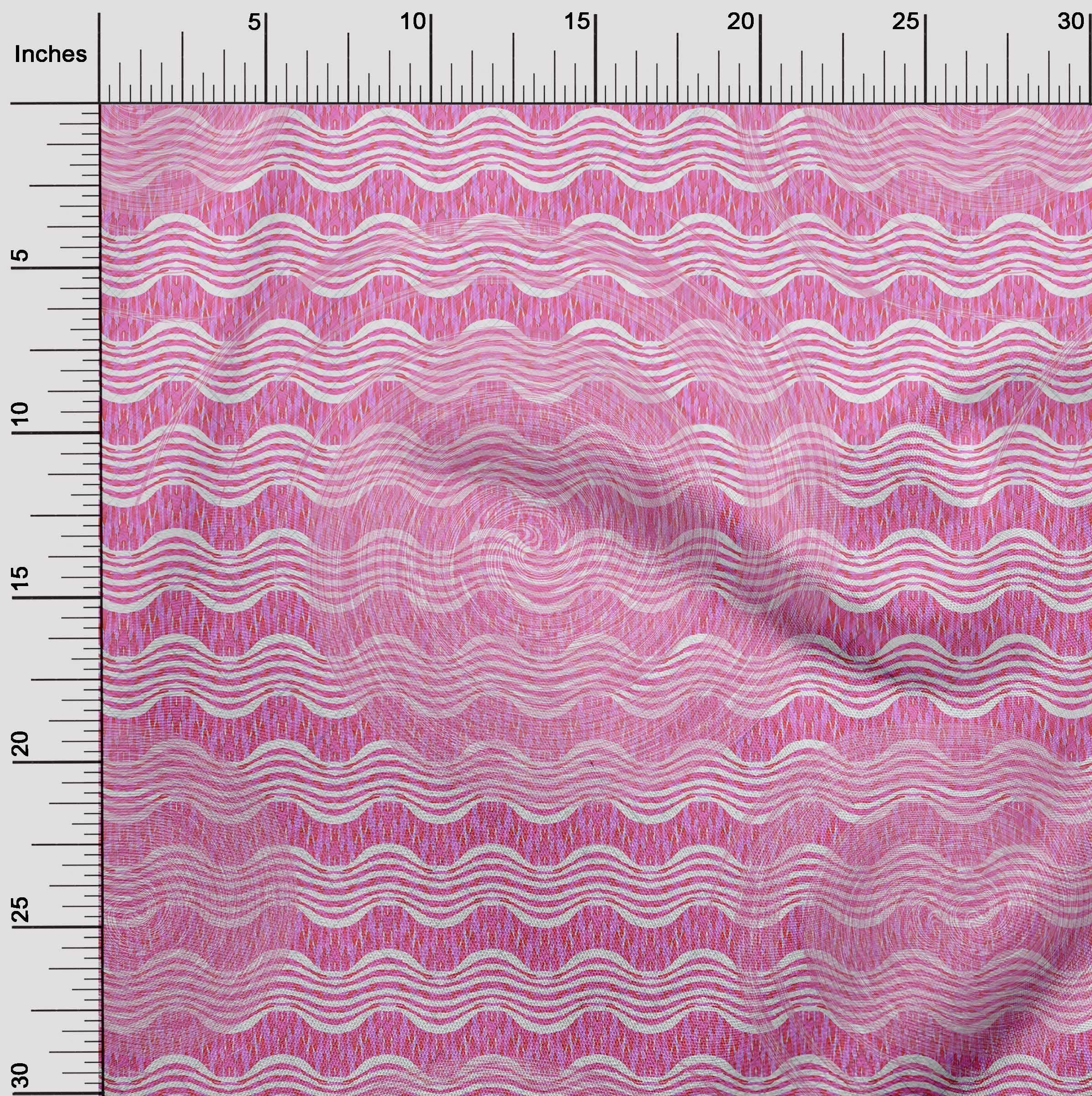 oneOone Cotton Poplin Pink Striped Wave Print Fabric by The Yard - 42 Inch Wide for DIY Clothing, Dresses & Home Decor Sewing Projects