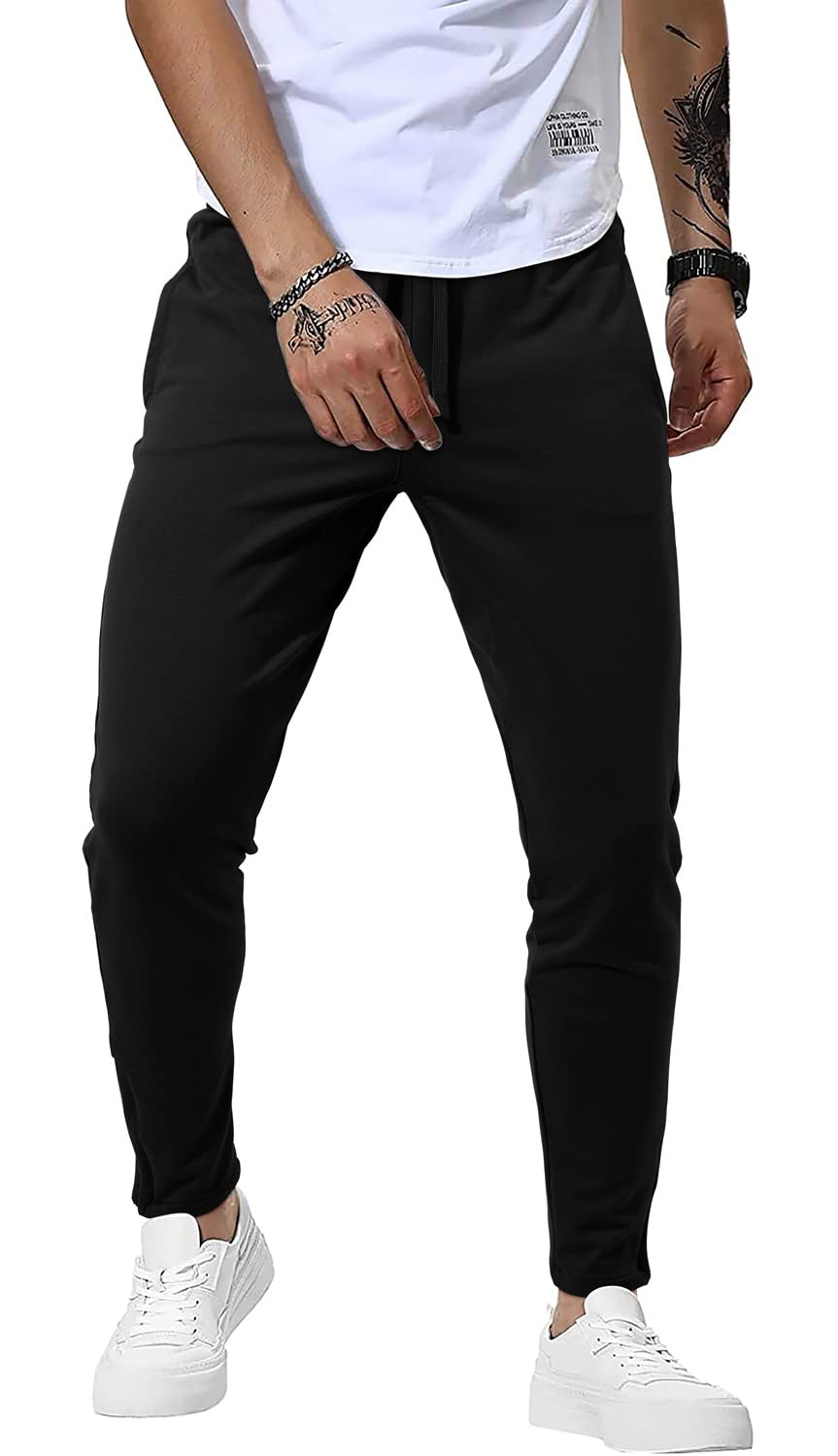 SIKAINI Men's Slim Fit Jogger Sweatpants - Breathable Gym Pants with Zipper Pockets for Running, Workout & Casual Wear - Tapered Athletic Pants for Men's Active Lifestyle