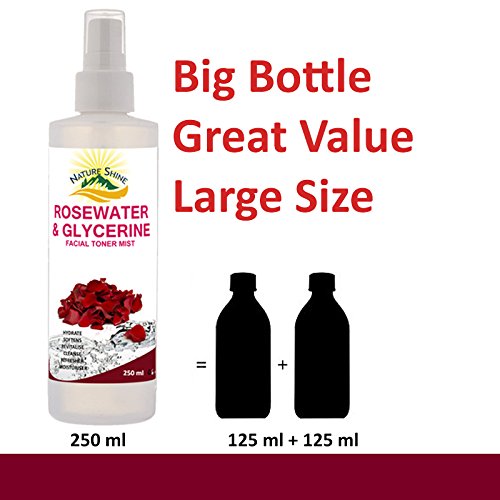 Rose Water & Glycerin Facial Toner Spray - Hydrating Mist for Face, Eyes, Skin & Hair | Natural Astringent for Acne & Blemish Control | 8.5oz (250ml) with Hydrosol Sprayer | Perfect for Daily Skincare Routine & Makeup Setting