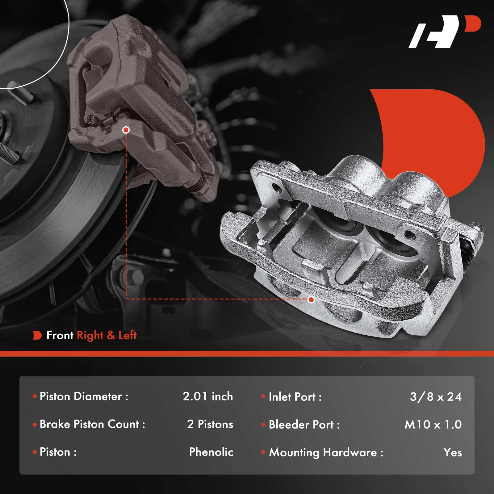 Premium Disc Brake Caliper Assembly with Bracket - Compatible with Ford F-150 2004 (Front Driver & Passenger Side) - 2-Piece Set - Perfect for Smooth Braking & Vehicle Safety Maintenance