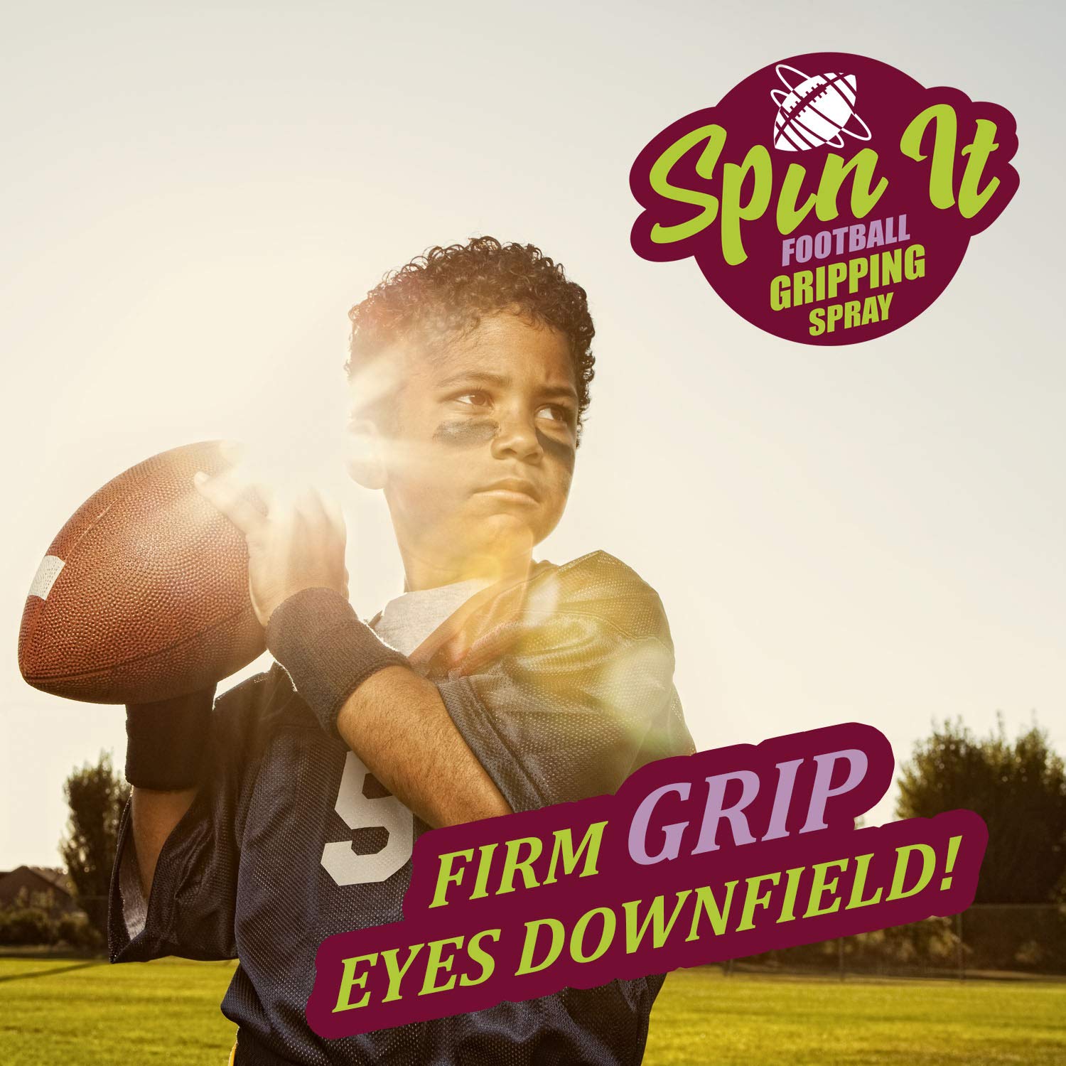 Spin iT Football Grip Spray 4oz - Enhanced Grip for Youth Football with or Without Gloves - Essential Football Training Equipment & Accessories for Better Ball Control in Practice and Games