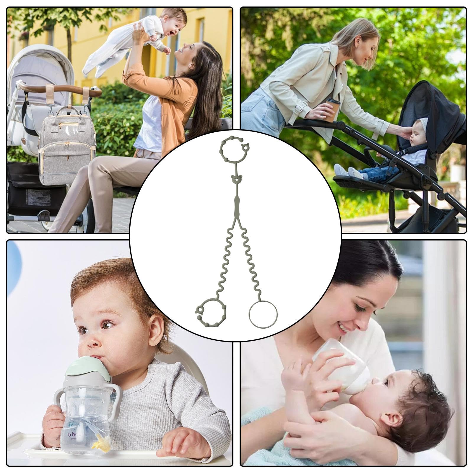 Baby Pacifier & Toy Safety Straps - Elastic Toddler Toy Holder for High Chairs, Strollers & Car Seats - Secure Bottles, Teethers & Small Toys - BPA-Free Childproof Fasteners for On-the-Go Parents