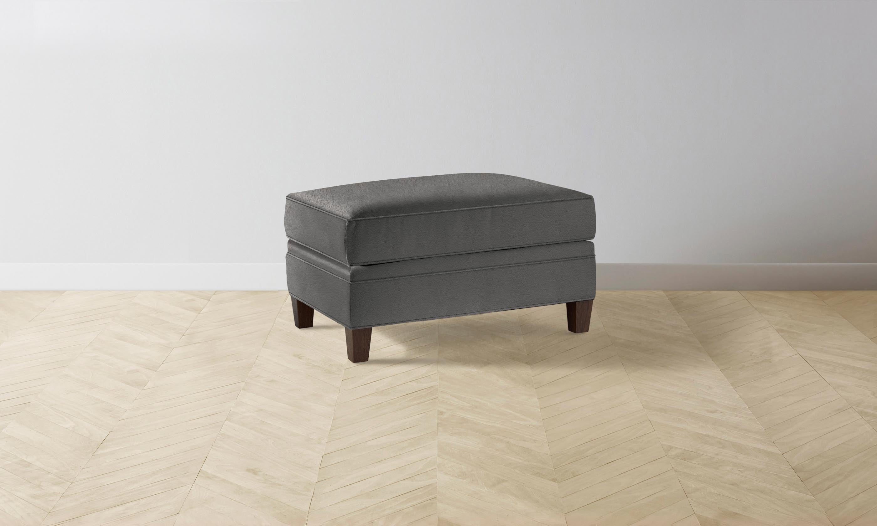 Carmine Ottoman - Premium Pebbled Leather Footstool in Ash - Perfect for Living Room, Bedroom, or Office Comfort
