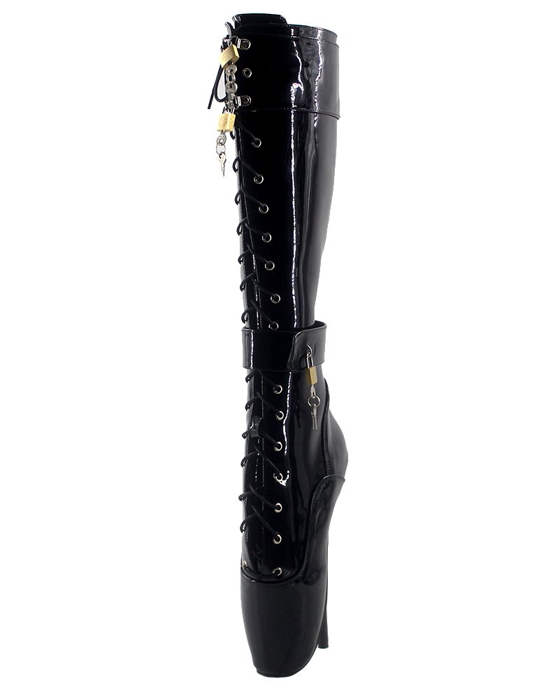 Women's Ballet Boots with Padlock - Stylish Punk Gothic Ankle Boots for Cosplay, Fetish & Fashion Outfits
