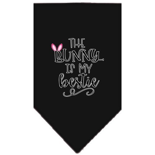 Bunny is My Bestie Screen Print Bandana - Soft Cotton Pet Bandanas in Multiple Colors - Perfect for Dog & Cat Accessories, Pet Parties & Photo Shoots