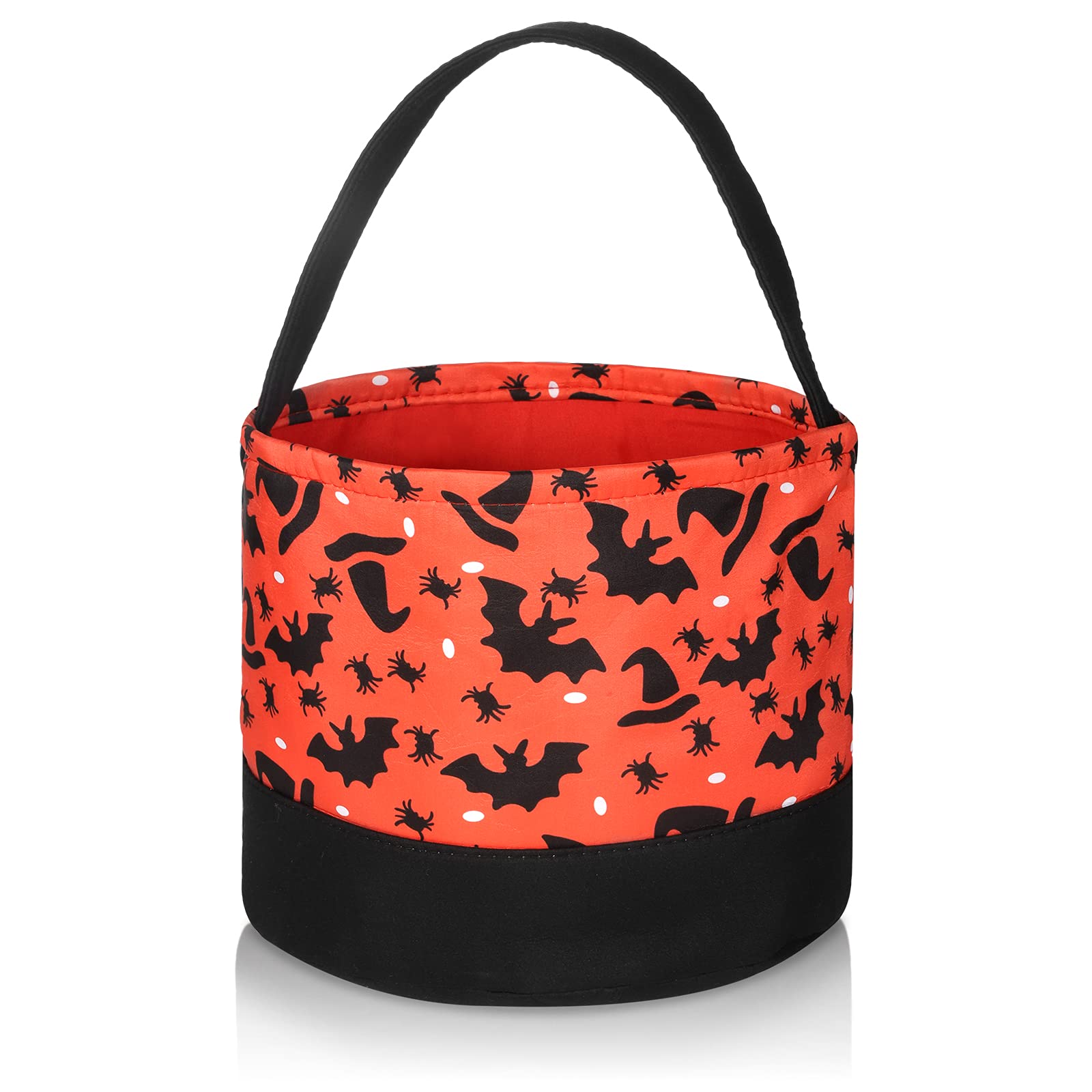 Halloween Party Favor Bags - Orange Trick or Treat Tote with Black Bat & Wizard Hat Design - Halloween Candy Buckets for Kids & Adults - Perfect for Trick-or-Treating, Halloween Parties & School Events
