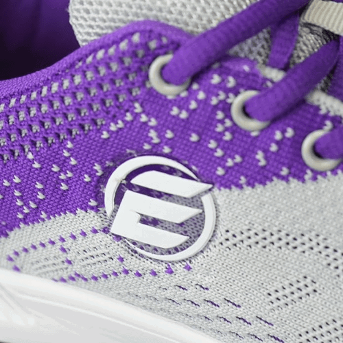 ELITE Women's Comfortable Lace-Up Bowling Shoes - Grey/Violet - Perfect for League Play, Casual Bowling & Tournaments