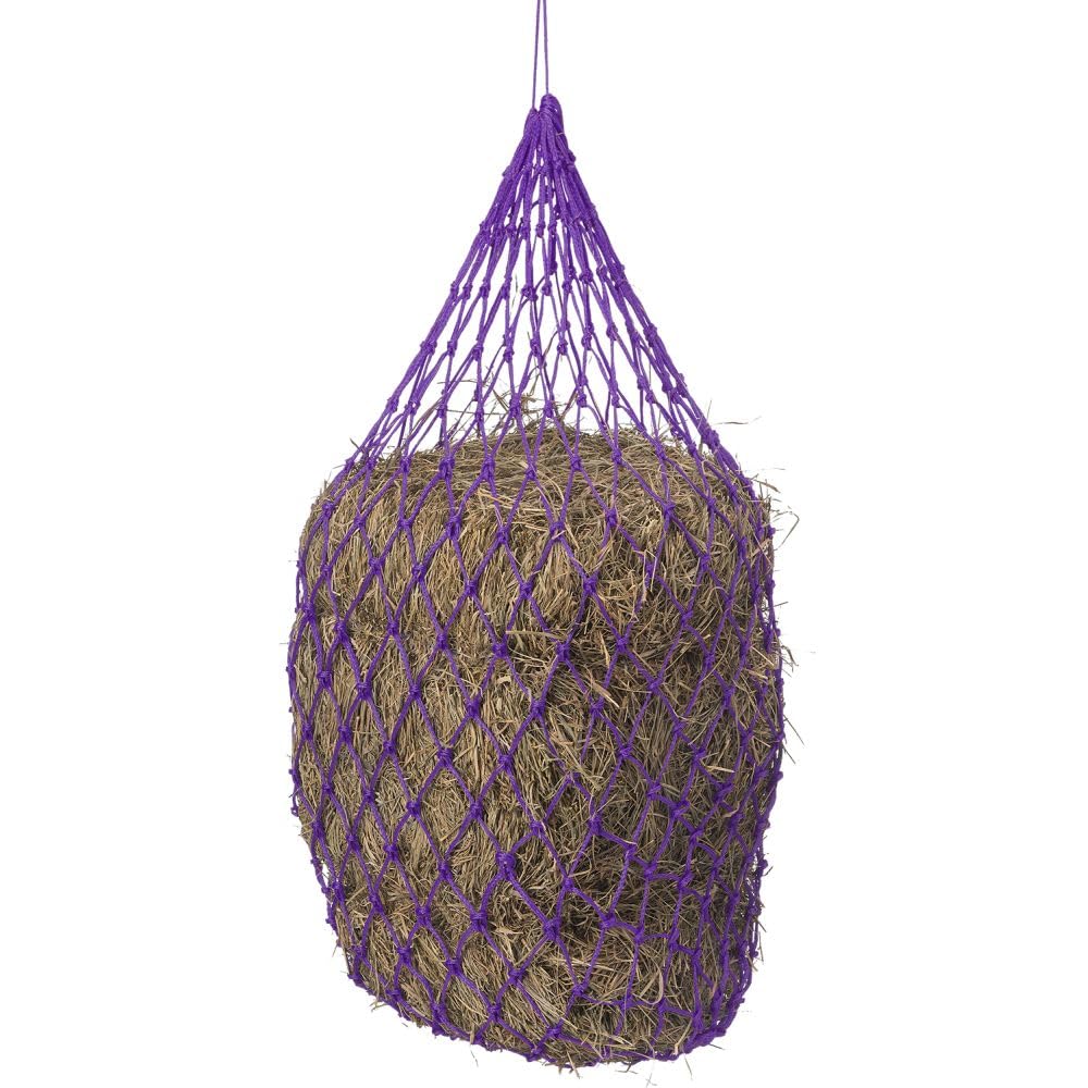 Tough 1 Slow Feed Hay Net Bag for Horses - Durable Purple Hay Feeder to Prevent Overeating | Perfect for Stalls, Trailers & Pastures