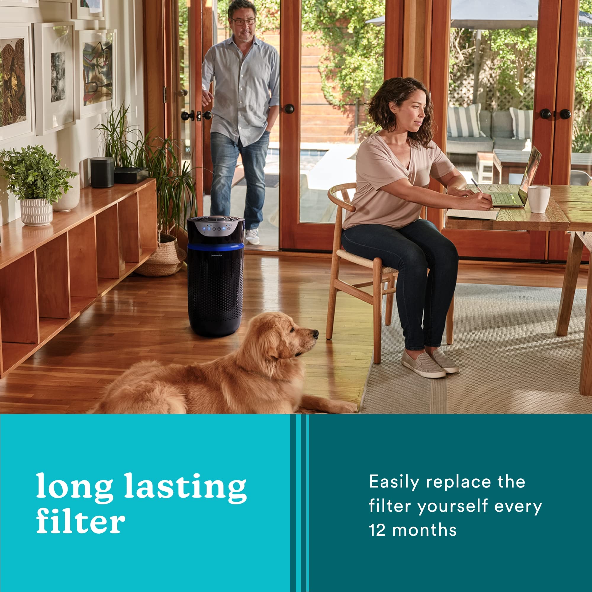 Homedics 5-in-1 UV-C Air Purifier with 360° HEPA Filter - Covers 170 Sq Ft, 3 Speed Settings for Bedroom, Office & Small Spaces | Includes Essential Oil Diffuser & Timer | Black | Ideal for Allergies, Pet Dander & Smoke Removal