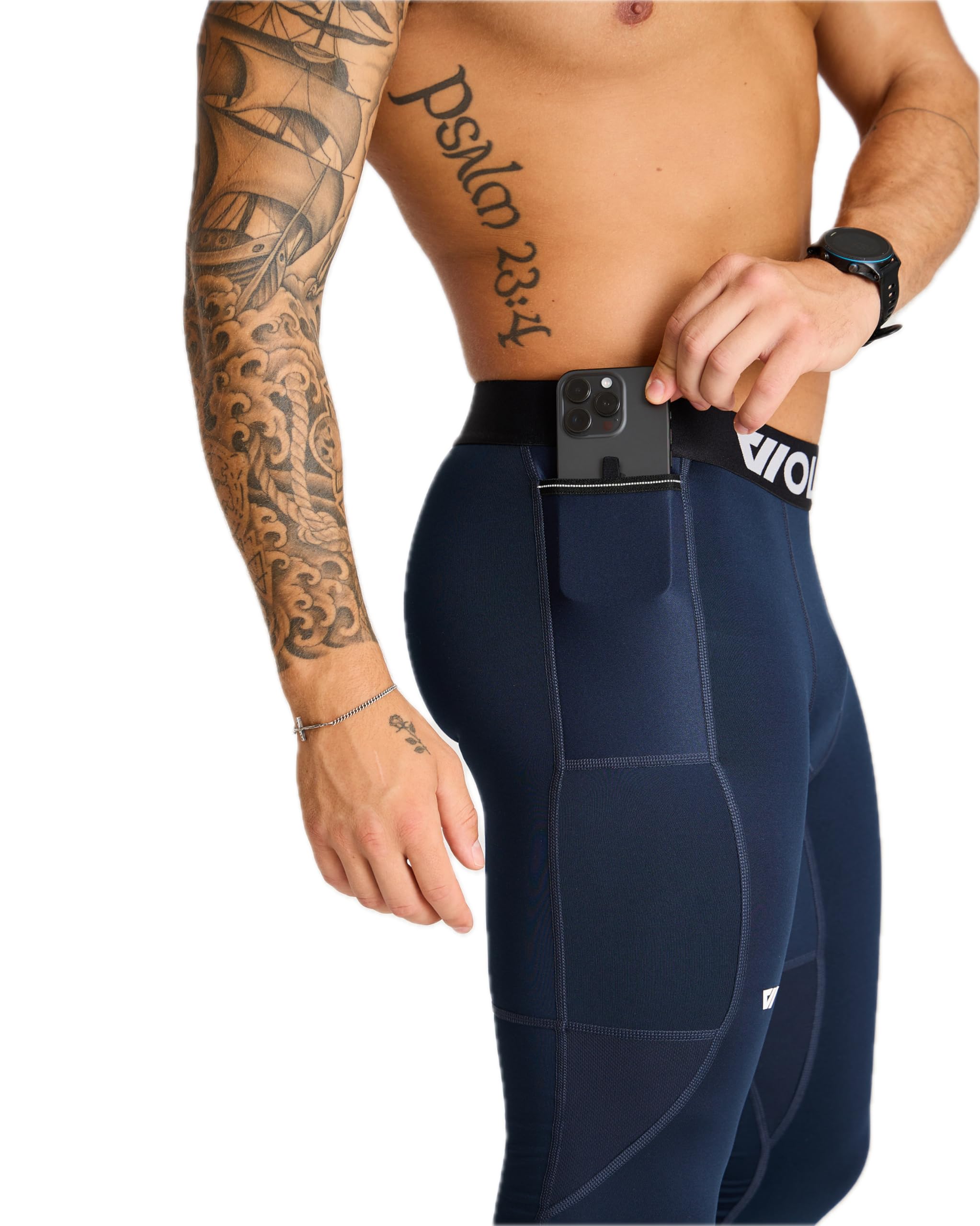 WOLACO Fulton Compression Pants for Men - Athletic Baselayer Running Tights with Moisture Wicking & Muscle Support - Perfect for Gym, Jogging & Cold Weather Workouts