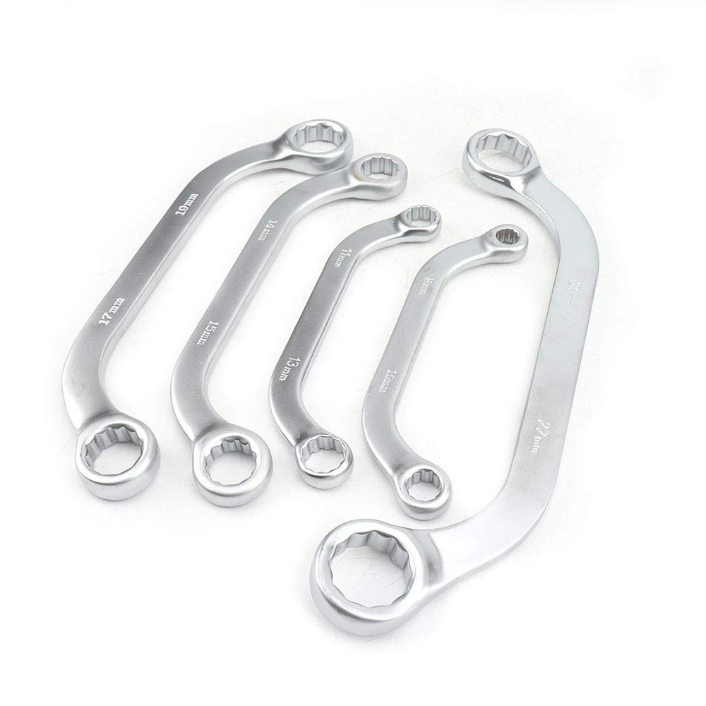 SI FANG 5-Piece Half Moon Wrench Set Metric 8mm-22mm C Type Double Ring Spanner - Professional Automotive Tool Kit for Car Repair & Maintenance - Ideal for Mechanics, DIY Enthusiasts & Home Garage Use