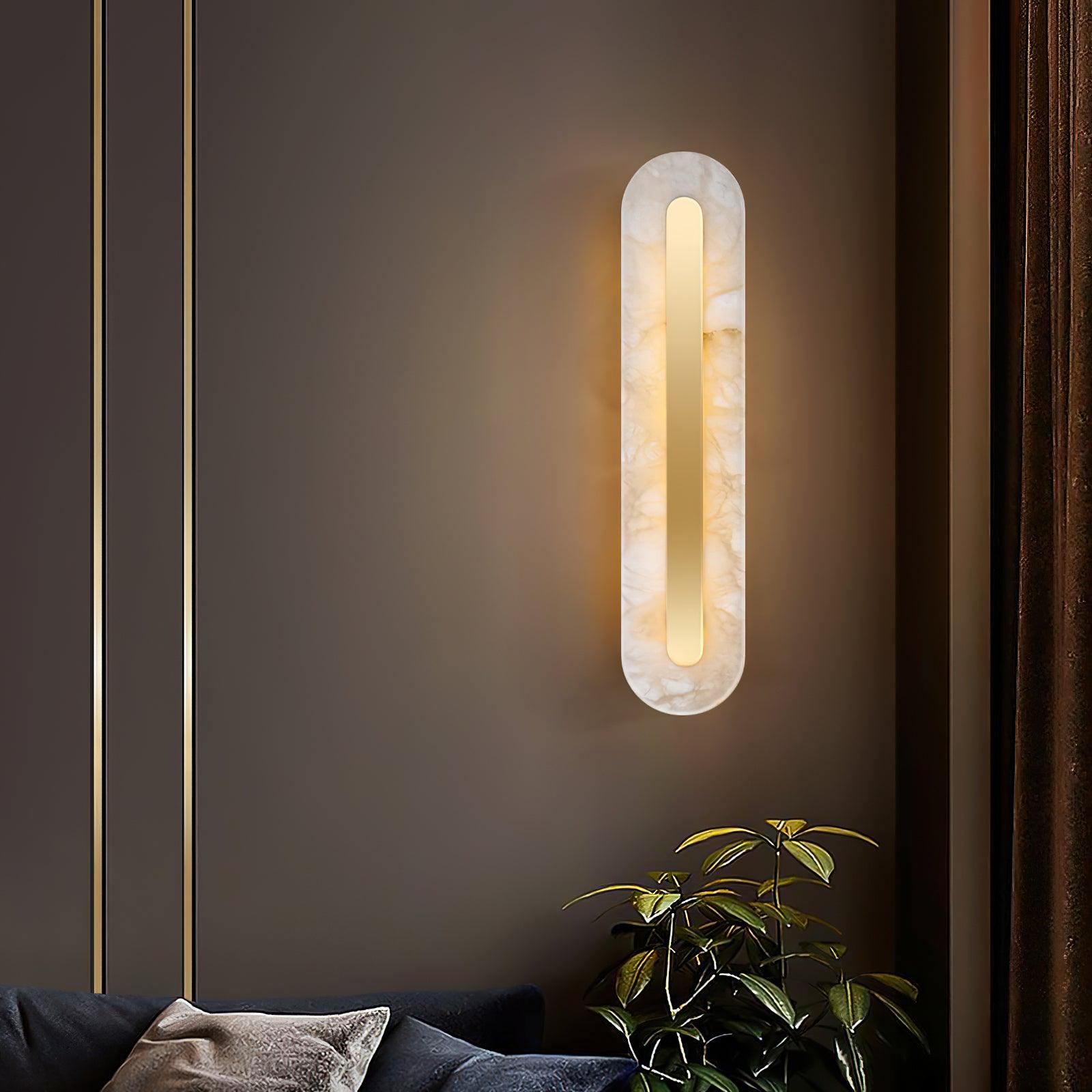 Modern Alabaster Rounded Wall Light Fixture - Elegant Indoor Sconce for Living Room, Bedroom & Hallway Lighting