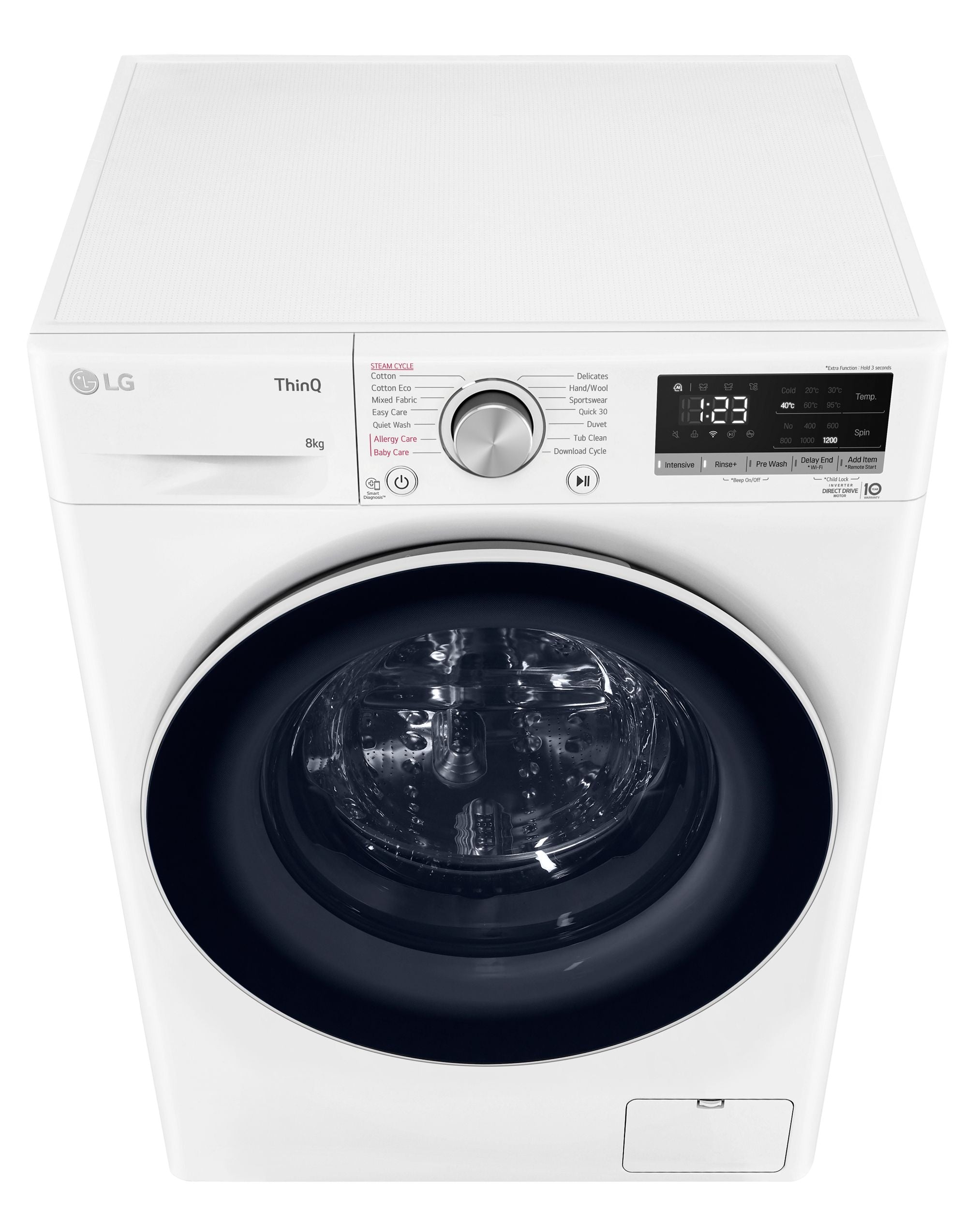 LG 8kg Slim Series 5 Front Load Washing Machine - Energy Efficient, Quiet Operation, White (WV5 1208W) - Perfect for Small Apartments & Laundry Rooms