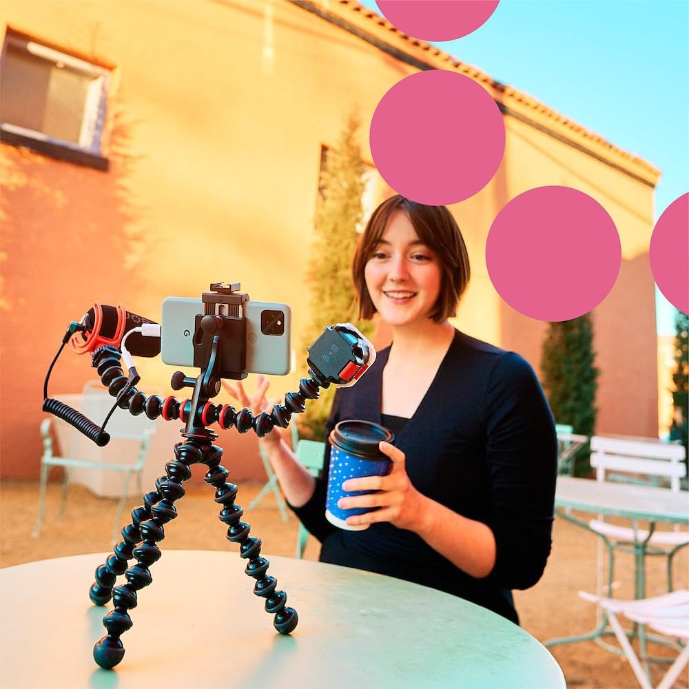 JOBY GorillaPod Advanced Mobile Vlogging Kit with Beamo LED Light & Wavo Microphone - Universal Phone Mount, GripTight Clamp & Mini Mic for YouTube Creators, Travel Vlogging, Live Streaming & Content Creation