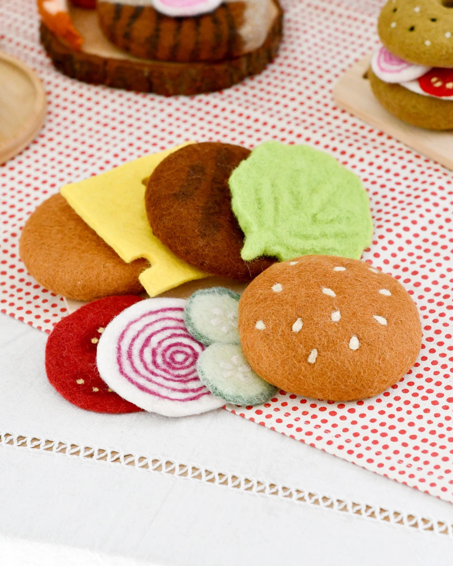 Burger Stack Play Set - Felt Play Food for Kids - Pretend Play Kitchen Toys for Toddlers - Perfect for Role Play & Learning Fun