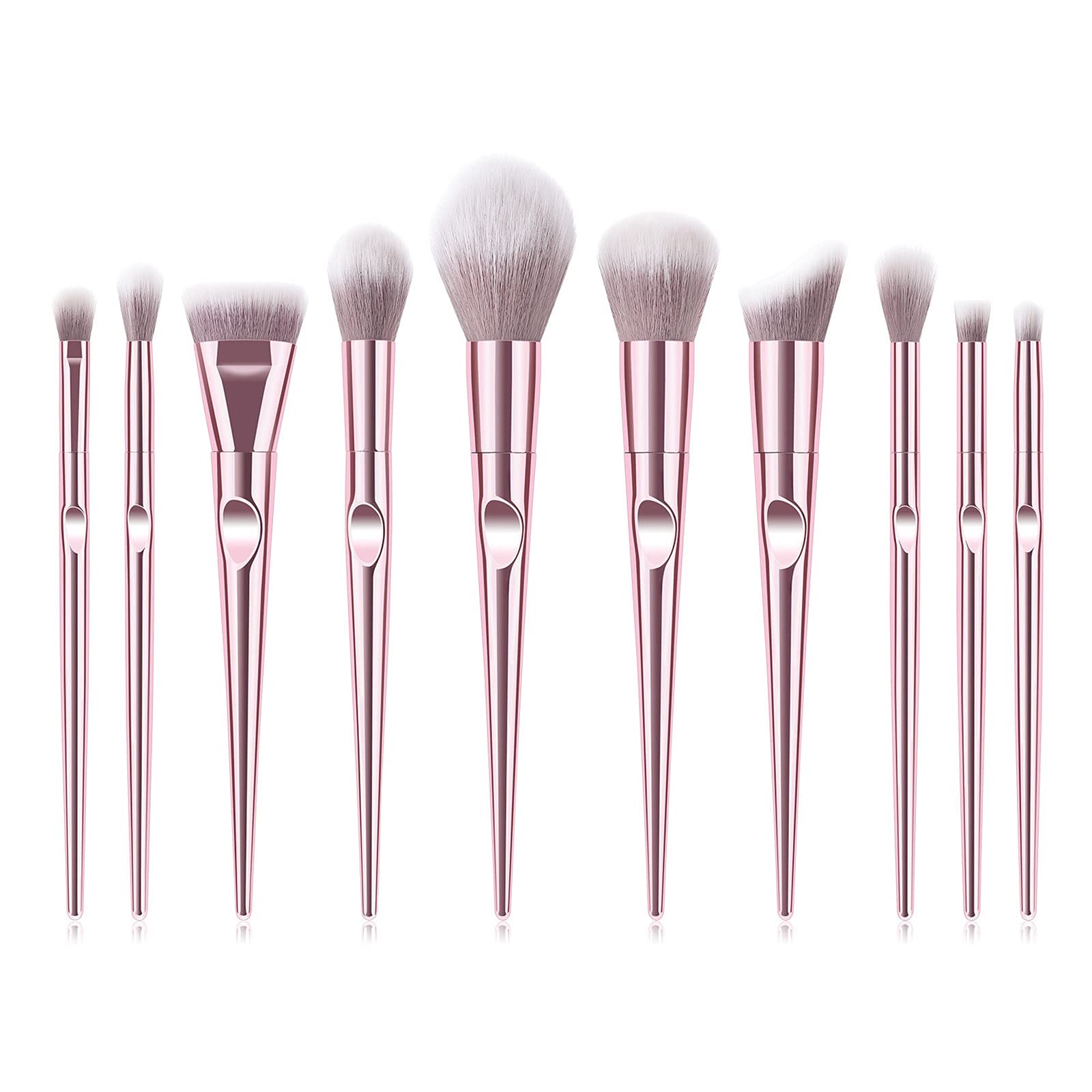 10Pcs Professional Makeup Brush Set - Eyebrow, Eyeshadow, Powder, Lip & Foundation Brushes for Women & Girls | Perfect for Beginners & Daily Makeup Application