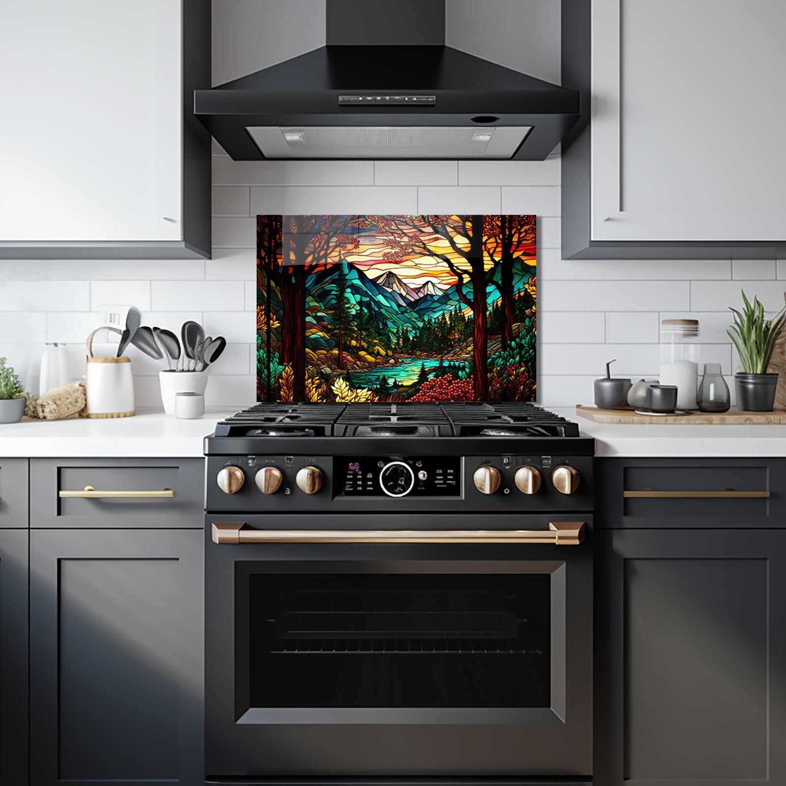 Stained Nature Glass Splashback - Elegant Kitchen Backsplash for Modern Homes | Perfect for Stoves, Countertops & Home Decor