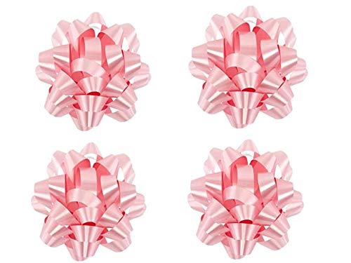Light Pink Satin Gift Wrap Bows - 4 Inch Christmas Ribbon Bows (12 Pack) | Perfect for Holiday Presents, Birthday Gifts & Party Decorations