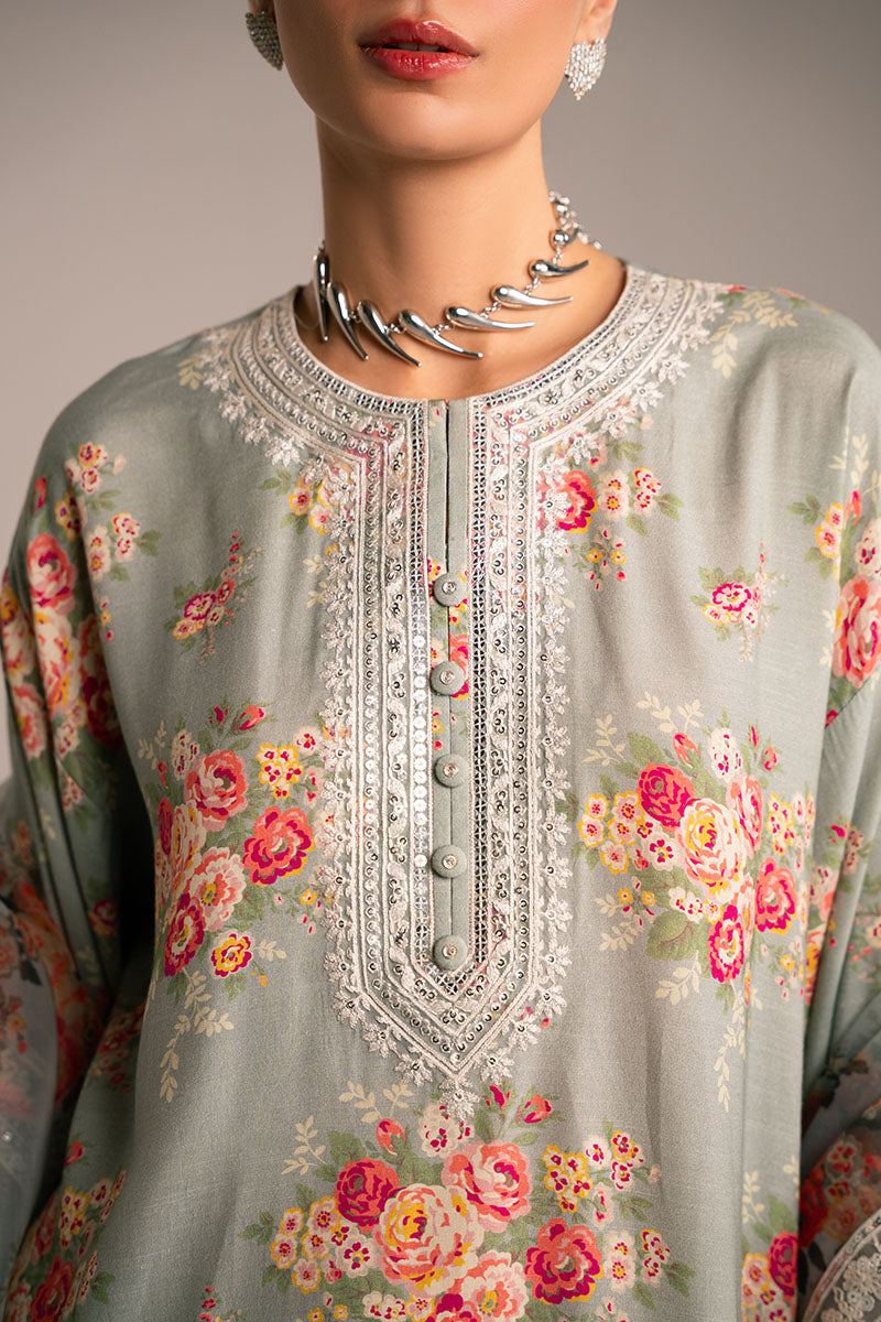 Grey Mist 3-Piece Ethnic Outfit Set (Shirt, Trouser & Dupatta) for Women - Perfect for Festivals, Weddings & Cultural Events