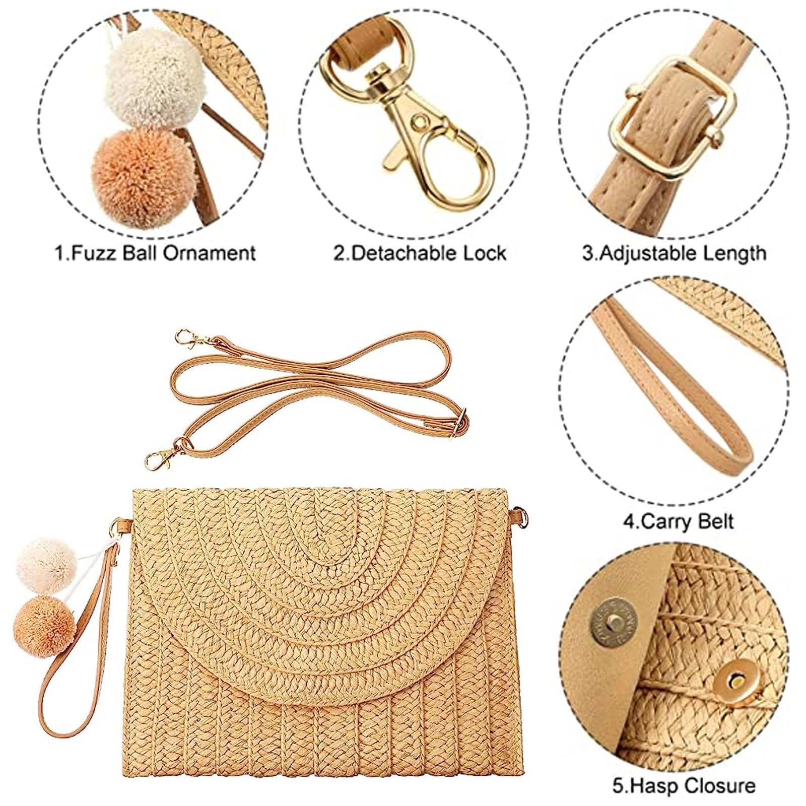 Women's Woven Straw Tote Bag with Magnetic Buckle - Handmade Beach Bag for Travel, Summer Vacation & Party Essentials | Perfect for Beach Outings, Picnics & Shopping