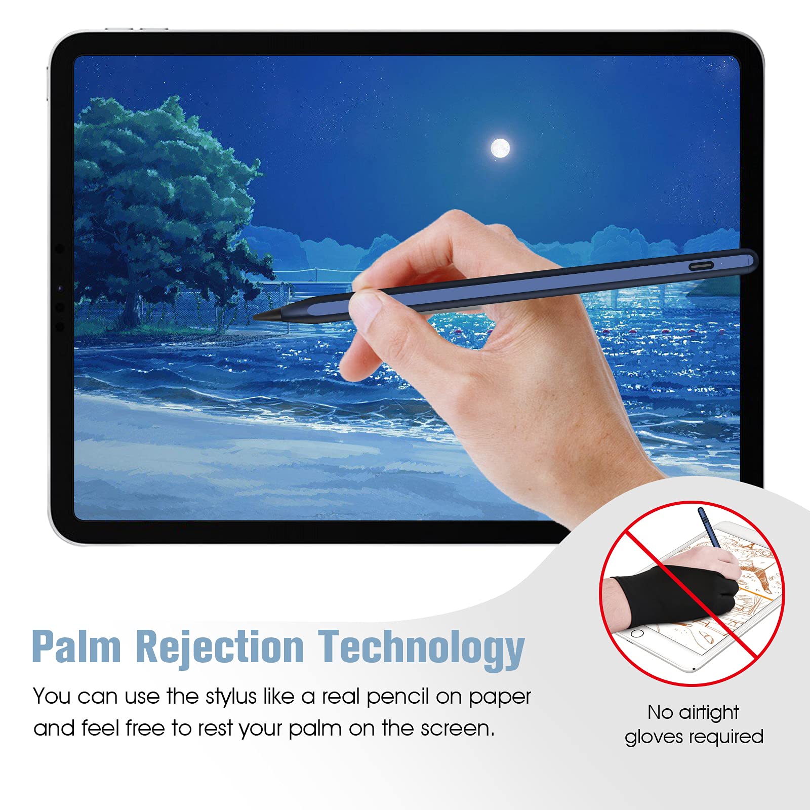 Magnetic Stylus Pen for iPad 10th/9th/8th Gen, iPad Pro 11/12.9