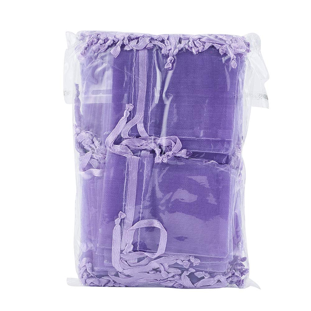 100 Pack Purple Organza Gift Bags 7x5cm - Satin Drawstring Pouches for Candy, Jewelry, Party Favors & Wedding Gifts | Elegant Packaging for Special Occasions