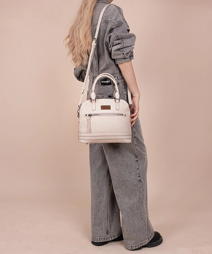 Wrangler Dome Satchel Crossbody Bag for Women & Men - Durable Leather Shoulder Bag - Perfect for Travel, Work & Everyday Use