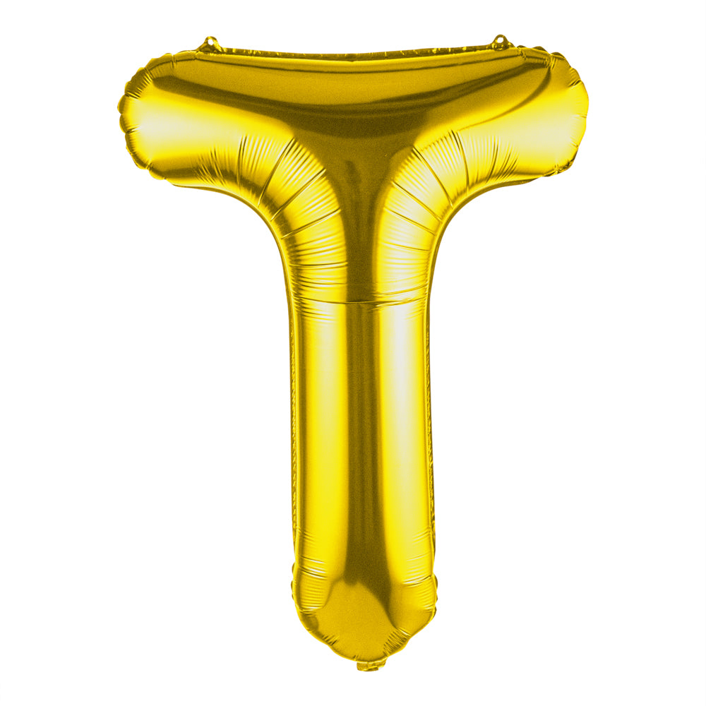 Balloonify Gold Mylar Letter T Balloon - 40 Inch Large Foil Alphabet Balloon for Birthday Party Decorations, Wedding, Baby Shower & Graduation Celebrations - 1 Count Box