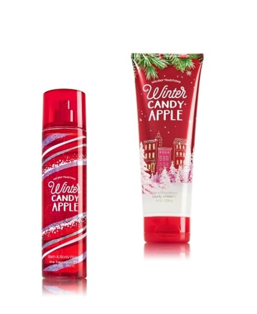 Bath & Body Works Winter Candy Apple Gift Set - Fine Fragrance Mist & Ultra Shea Body Cream - Signature Winter Collection 2015 - Perfect Holiday Gift for Her & Self-Care Routine