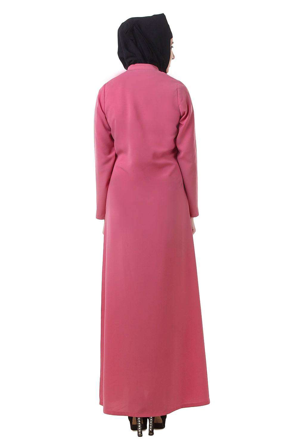 Elegant Dusty Pink Crepe Abaya - Modest Islamic Dress for Women - Perfect for Prayer, Eid, and Special Occasions