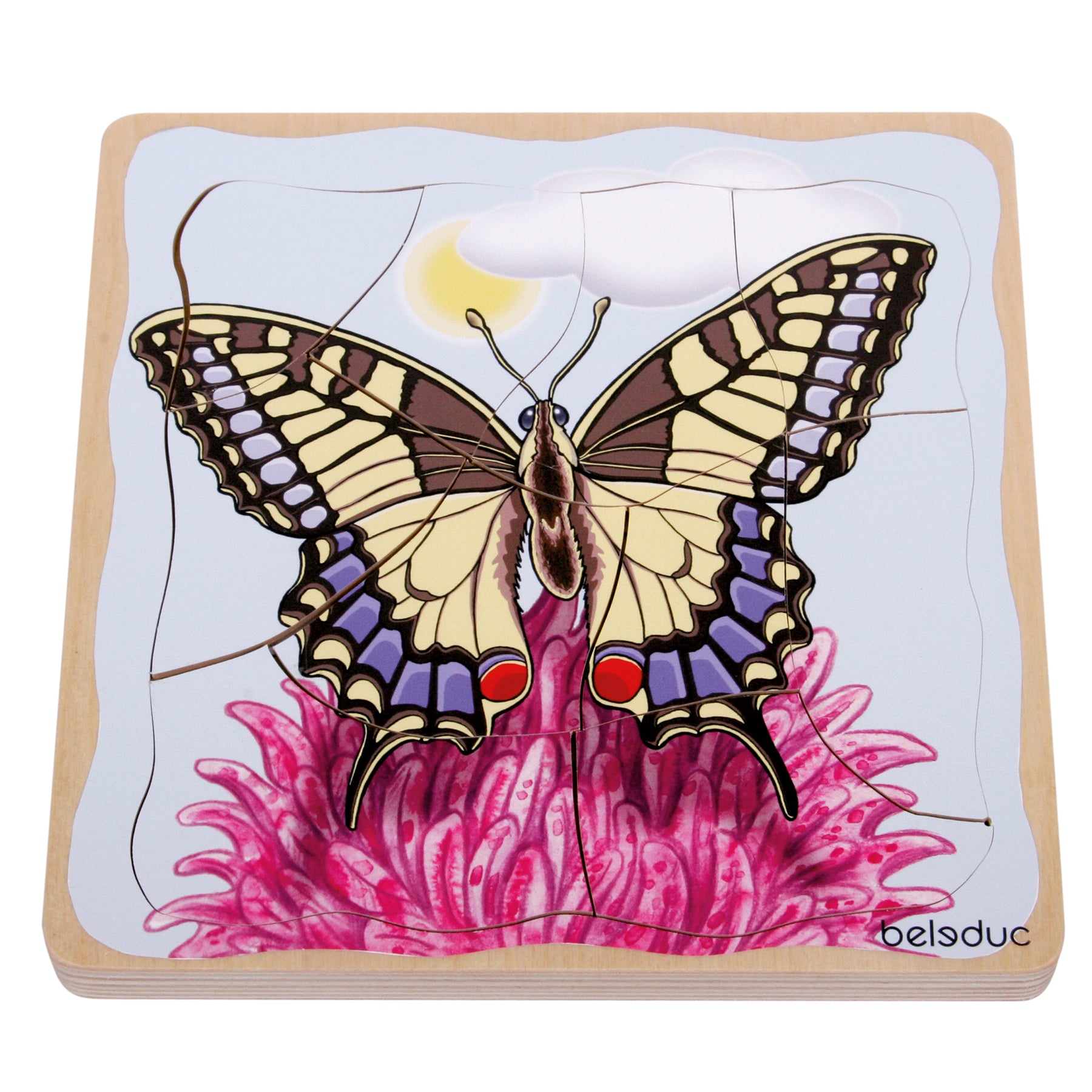 Beleduc Layer Puzzle - Transformative Butterfly Lifecycle Educational Toy for Kids | STEM Learning, Montessori Classroom & Homeschooling Activity