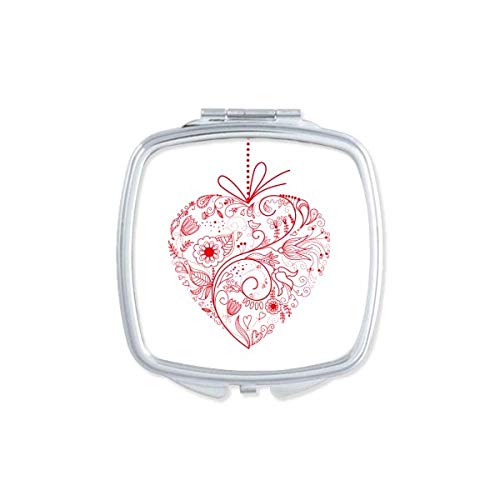 DIYthinker Valentine's Day Red Mirror - Portable Compact Pocket Makeup Mirror with Flowers Vines Design, Double Sided Glass for Travel, Home, and Gift Giving