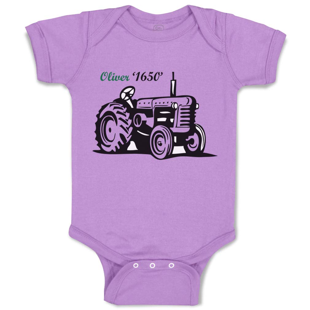 Funny Oliver Tractors Baby Bodysuit - Cute Cotton Lavender Outfit for Boys & Girls (0-6 Months) | Perfect for Playtime, Photo Shoots & Everyday Wear