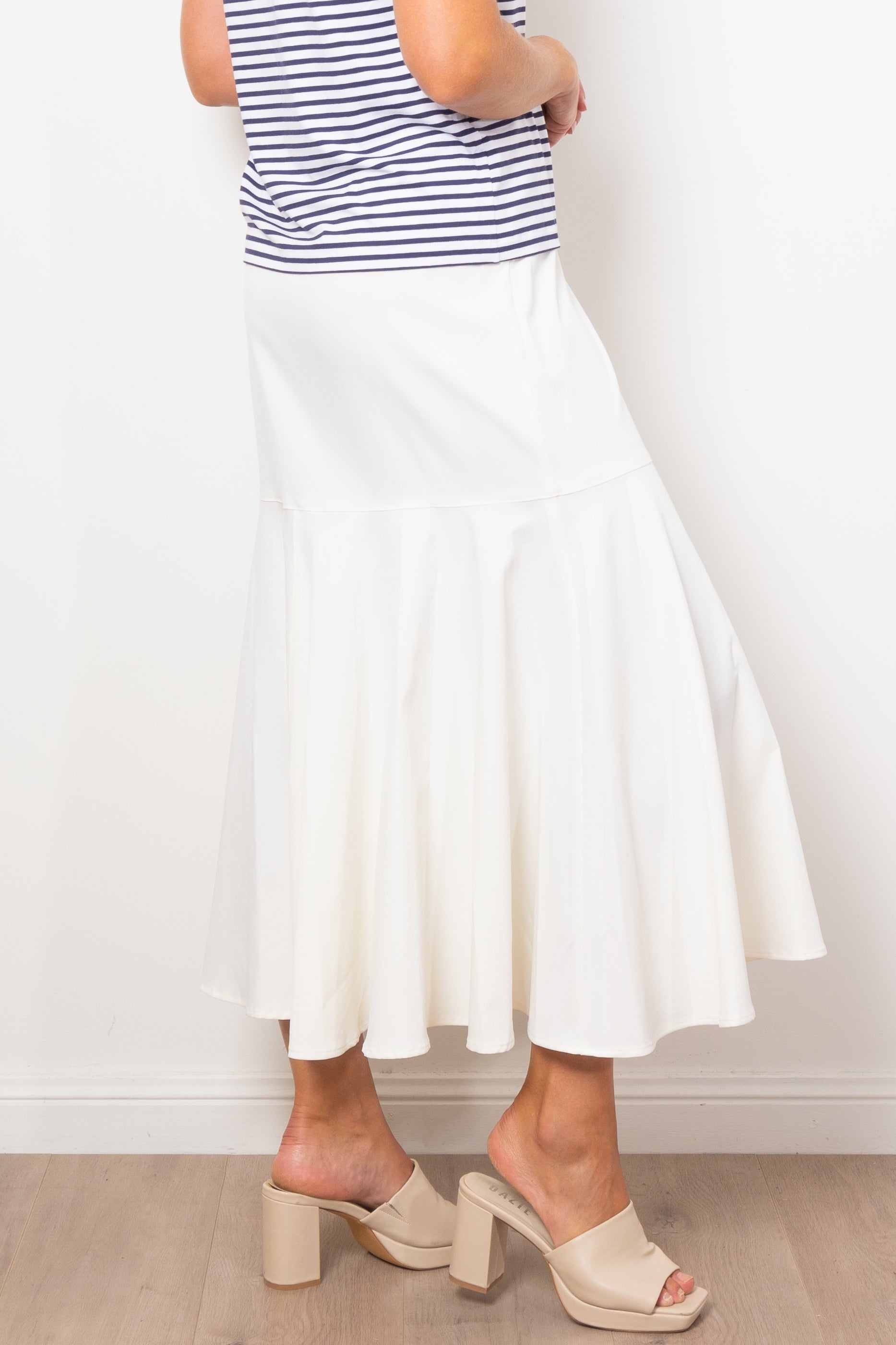 Mela Purdie Bell Skirt - Stretchy Chintz Fabric, Flared A-Line Design for Women - Perfect for Office Wear, Parties & Casual Outings