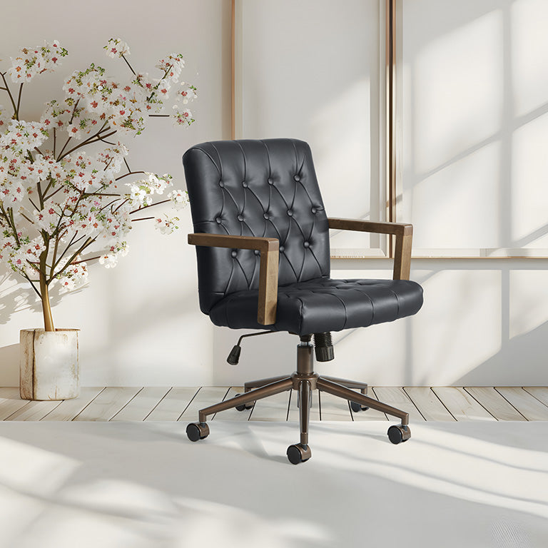 Office Star Waltham Faux Leather Ergonomic Office Chair - Adjustable Height & Swivel - Comfortable Desk Chair for Home & Office Workspace - Perfect for Long Hours of Sitting & Computer Work