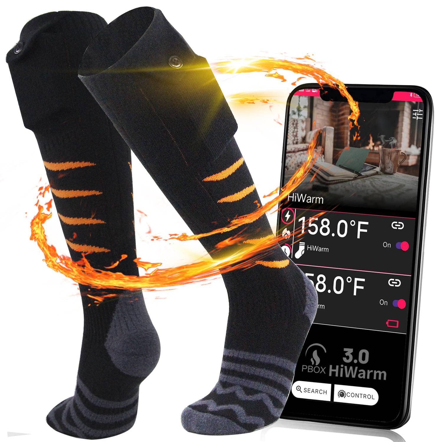 Rechargeable Electric Heated Socks for Men & Women - Smart APP Controlled Winter Foot Warmers for Raynaud's Disease, Skiing, Hunting, Motorcycling & Outdoor Activities | Stay Warm in Cold Weather