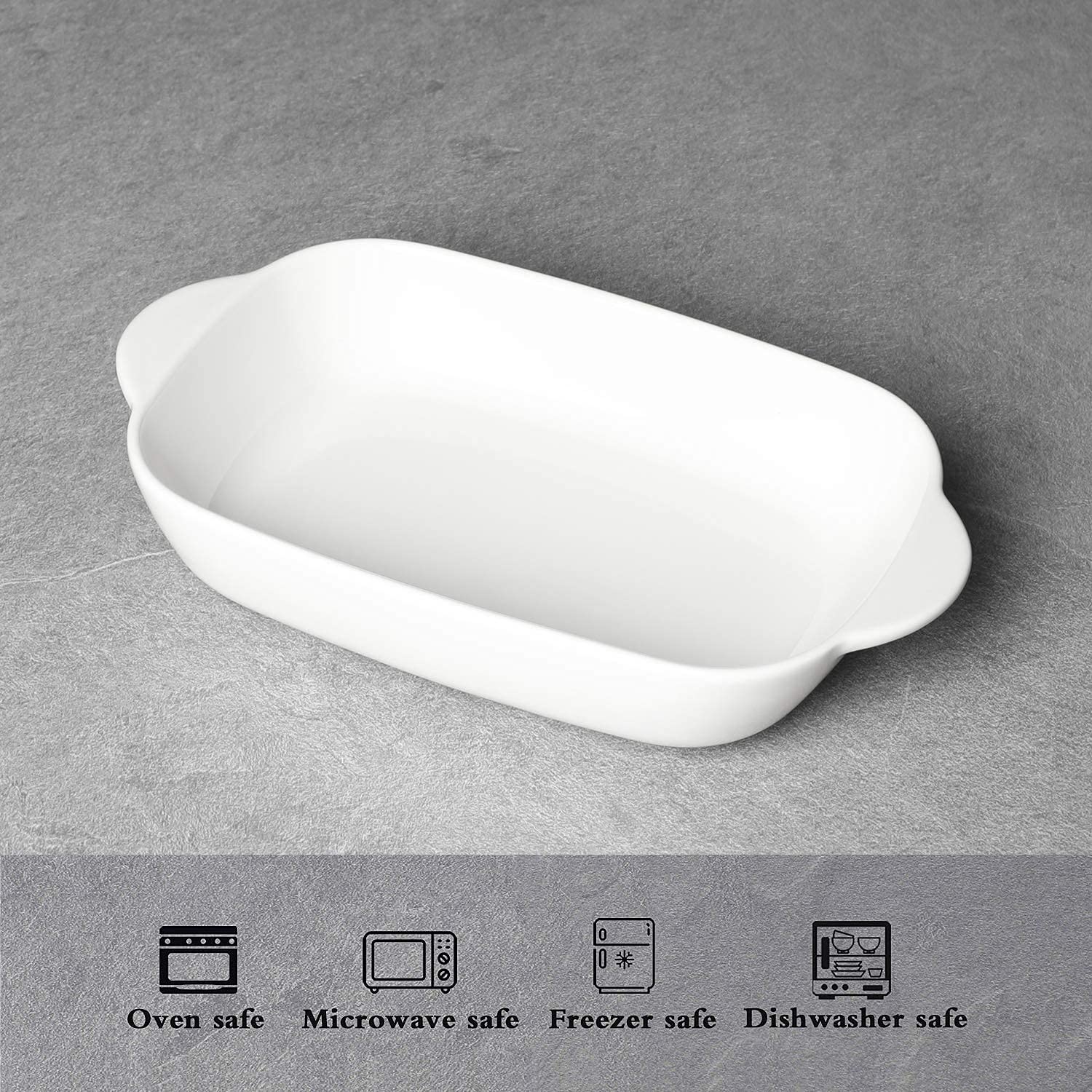 LEETOYI 2.8 Quart Ceramic Baking Dish Set of 2 - 9x13 Inch White Oven Safe Casserole Pan for Lasagna, Brownies, Roasting & Family Dinners