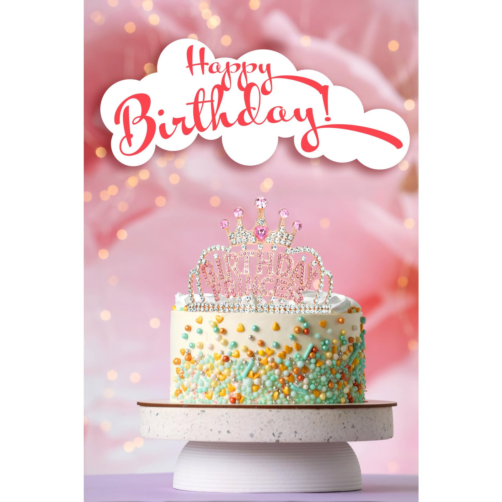 CIEHER Rose Gold & Pink Birthday Crown for Girls & Women - Princess Tiara for Birthday Parties, Decorations & Gifts | Perfect for Birthday Celebrations, Photo Shoots & Special Occasions