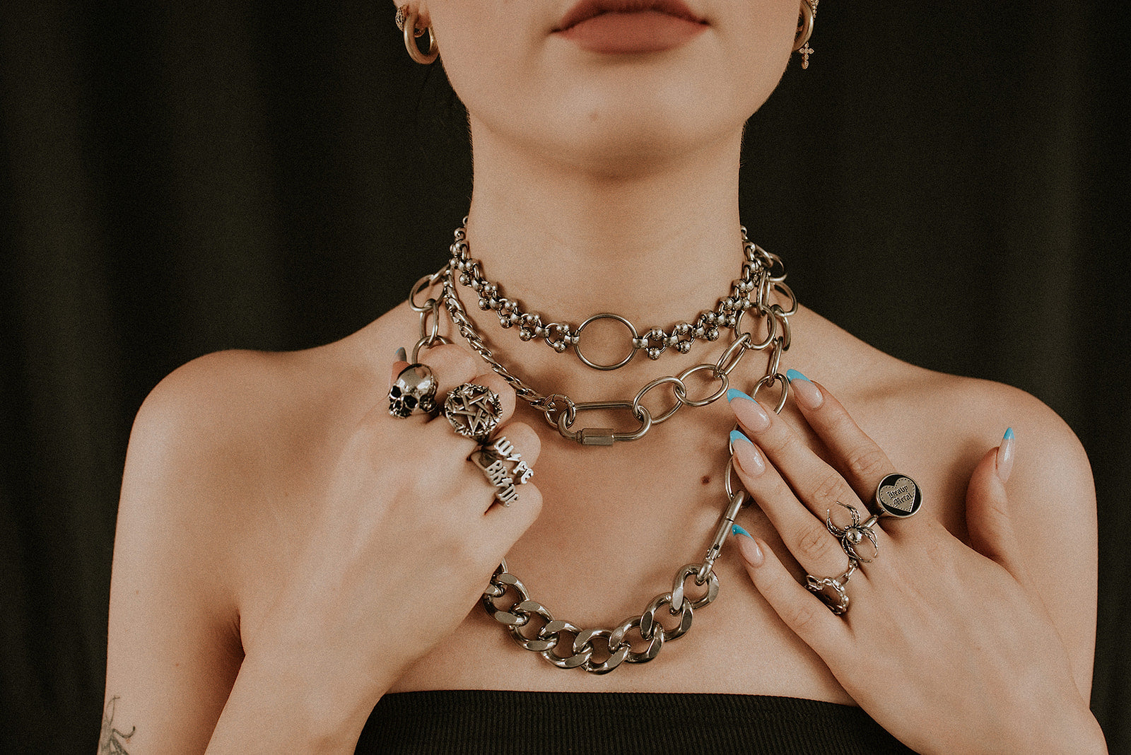 Anarchy Multi Chain Necklace for Women - Punk Gothic Layered Necklace Jewelry - Perfect for Concerts, Parties & Edgy Fashion Outfits