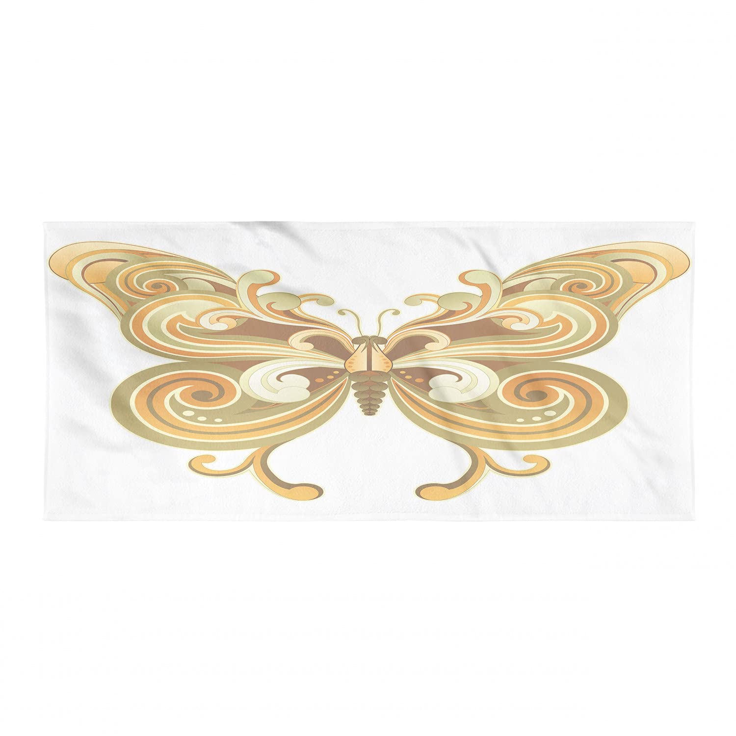 Ambesonne Quick Dry Microfiber Hiking Towel - Lightweight & Soft Camping Towel with Butterfly Wing Design for Backpacking, Sports, Gym - Perfect for Outdoor Adventures, Beach Trips & Travel Accessories (Cinnamon Marigold Sepia)